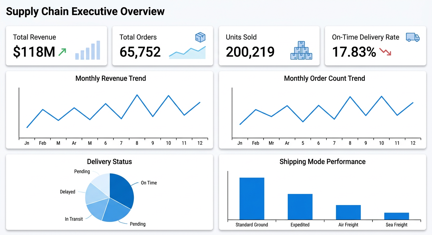 Sales forecasting dashboard showing historical monthly sales and a forecast with error metrics